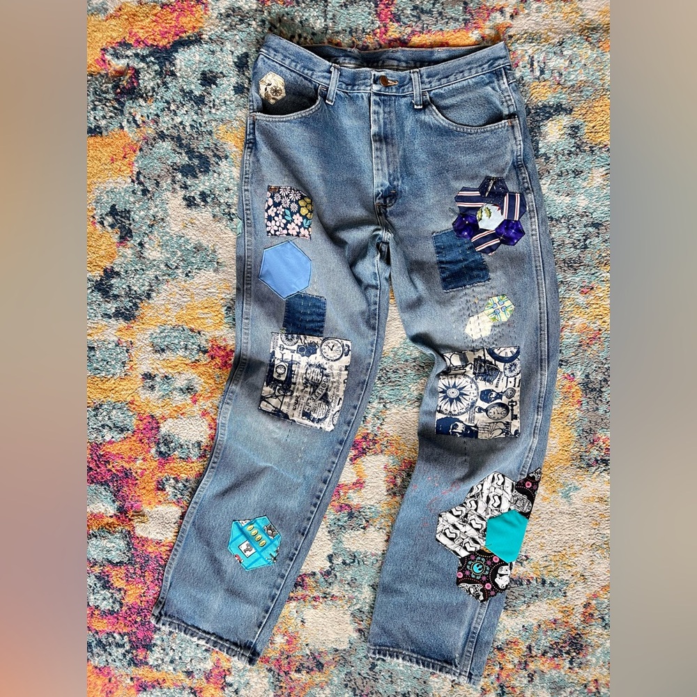 Floral Upcycled Patchwork Denim - Picture 11 of 16